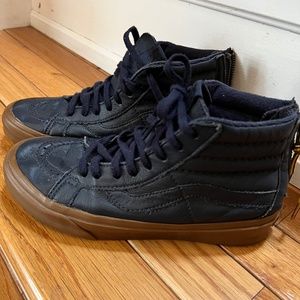 Navy Leather High Top Vans Women's Size 6